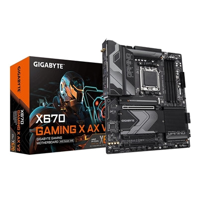 Gigabyte X670 GAMING X AX V2 AMD AM5 Socket Motherboard, ATX, 4x DDR5 Slots, 4x M.2 Sockets, 2x USB-C Port, Fitted I/O Shield, Wi-Fi 6E, 1x HDMI Port