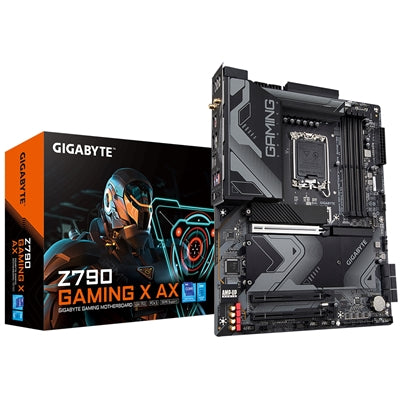 Gigabyte Z790 GAMING X AX Intel 1700 Socket Motherboard, ATX, 4x DDR5 Slots, 4x M.2 Sockets, 2x USB-C Port, Fitted I/O Shield, 2.5GbE LAN, Wi-Fi 6E, 1x DisplayPort / 1x HDMI Port