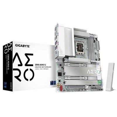 Gigabyte Z890 AERO G Intel 1851 Socket Motherboard, ATX, 4x DDR5 Slots, 5x M.2 Sockets, Fitted I/O Shield, 2x 2.5GbE LAN, Wi-Fi 7, 1x DisplayPort / 1x USB-C (USB4)