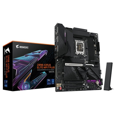 Gigabyte Z890 AORUS ELITE WIFI7 PLUS Intel 1851 Socket Motherboard, ATX, 4x DDR5 Slots, 4x M.2 Sockets, Fitted I/O Shield, 5GbE LAN, Wi-Fi 7, 1x DisplayPort / 1x USB-C (USB4)
