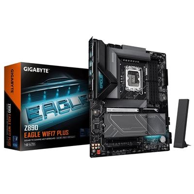 Gigabyte Z890 EAGLE WIFI7 PLUS Intel 1851 Socket Motherboard, ATX, 4x DDR5 Slots, 4x M.2 Sockets, Fitted I/O Shield, 2.5GbE LAN, Wi-Fi 7, 1x DisplayPort / 1x USB-C (USB4)