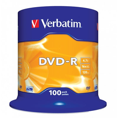Verbatim DVD-R 16X 100 Pack Spindle 4.7GB Matt Silver