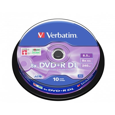 Verbatim DVD+R Double Layer 8.5GB 8X Matt Silver 10 Pack Spindle