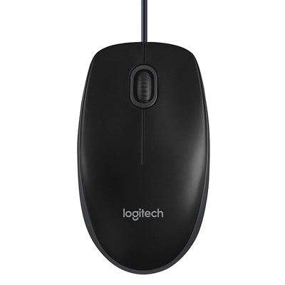 Logitech B100 Wired USB Mouse, 3-Buttons, 1000dpi and Optical Tracking, Ambidextrous Design for PC, Mac and Laptop, Black