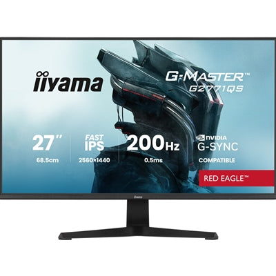 iiyama G-Master Red Eagle gaming monitor G2771QS-B1 27" Black, Ultra Slim Bezel, QHD Resolution, IPS, 200Hz, 0.5ms, Nvidia G-Sync, HDMI, Display Port, Black Tuner