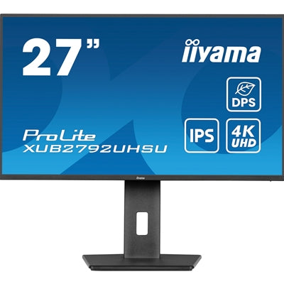 iiyama Prolite XUB2792UHSU-B6 27 inch IPS Monitor, 4K, 4ms, HDMI, DisplayPort, USB Hub, 60Hz, Speakers, Black, Internal PSU, VESA, Height Adjust, Pivot