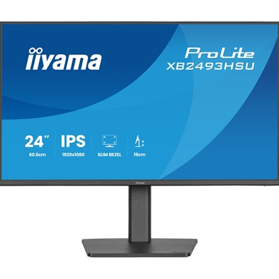 iiyama PROLITE XB2493HSU-B1 24 inch IPS Monitor, Full HD, 1ms, USB Hubx2, HDMI, DisplayPort, Freesync, 120Hz, Speakers, Black, ACR, Internal PSU, VESA, Height Adjustable