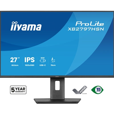 iiyama PROLITE XB2797HSN-B1 27 inch IPS Monitor, Full HD, 1ms, HDMI, DisplayPort, Freesync, 100Hz, Speakers, Black, Internal PSU