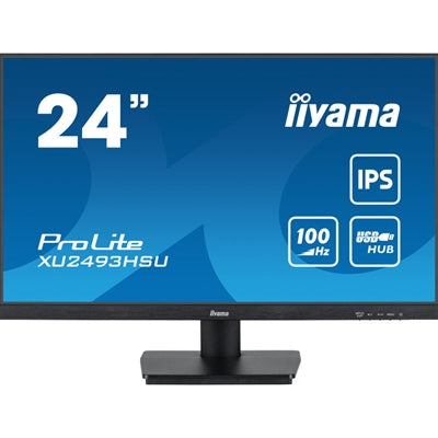 iiyama ProLite XU2493HSU-B6 - IPS Monitor - 24 Inch, 1920x1080 Full HD (1080p) @ 100 Hz, 250 cd/m, 1ms, HDMI, DisplayPort, speakers, VESA, Matte Black