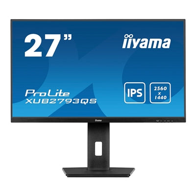 iiyama Prolite XU2793QS-B6 27 inch IPS Monitor, WQHD, 1ms, HDMI, DisplayPort, 100Hz, Speakers, Black, Internal PSU, VESA