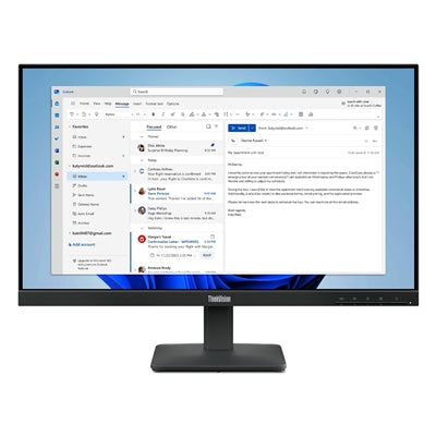 Lenovo ThinkVision S24-4e, Full HD (1920 x 1080), 100Hz, 4ms, 16:9, IPS, WLED Monitor, HDMI, VGA, Tilt Adjustable, 3 Year Warranty