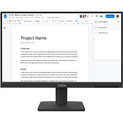 Lenovo ThinkVision S22-4e, Full HD (1920 x 1080), 100Hz, 4ms, 16:9, IPS, WLED Monitor, HDMI, VGA, Tilt Adjustable, 3 Year Warranty