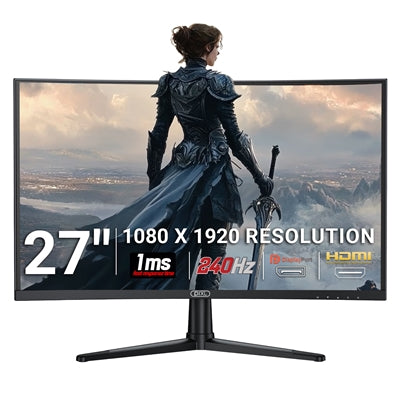 piXL PX27CC301B 27 Inch 240Hz HDR 10+ Full HD Curved Gaming Monitor with 1920 x 1080 Resolution, 1ms Response Time, HDR 10+, DisplayPort, HDMI & VESA Mount