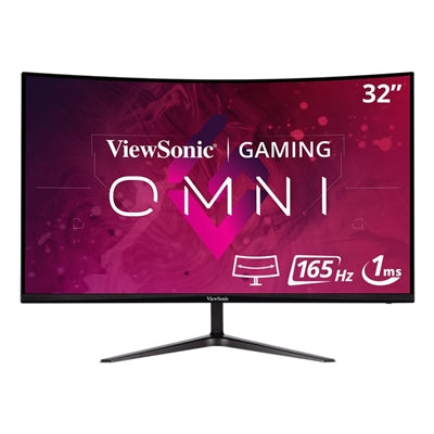 Viewsonic Omni VX3218-PC-MHD 32 Inch Curved Gaming Monitor, Full HD, 165Hz, Freesync, 2xHDMI, DisplayPort, 1ms VESA, Speakers