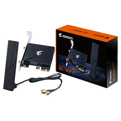 Gigabyte GC-WIFI7 Intel WiFi 7 5800Mbps Tri-Band Wireless PCI-Express and Bluetooth 5.3 Card with Magnetic Ultra High-Gain Antenna