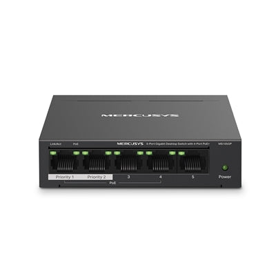 Mercusys MS105GP 5-Port Gigabit Desktop Switch with  4-Port PoE+