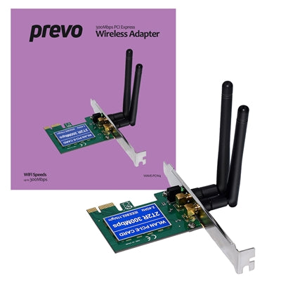 Prevo 300mbps N300 PCI Express Wireless Adapter with Additional Low Profile Bracket