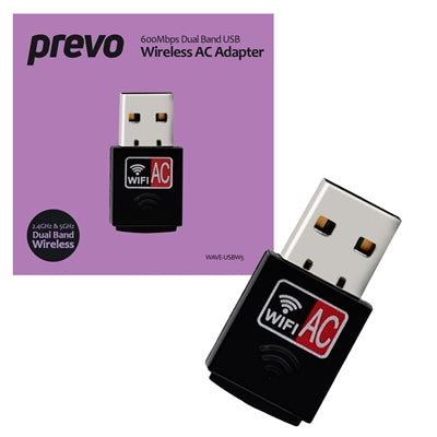 Prevo USBW5 600Mbps AC600 Dual Band USB Wireless AC Network Adapter