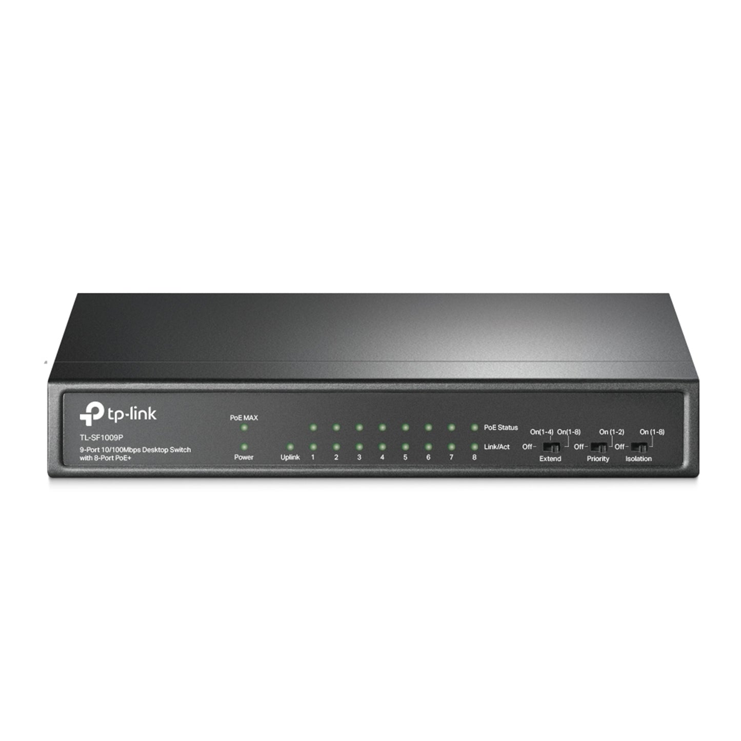 TP-Link TL-SF1009P 9-Port 10/100Mbps Metal Desktop PoE Switch with 8-Port PoE+ (65W)