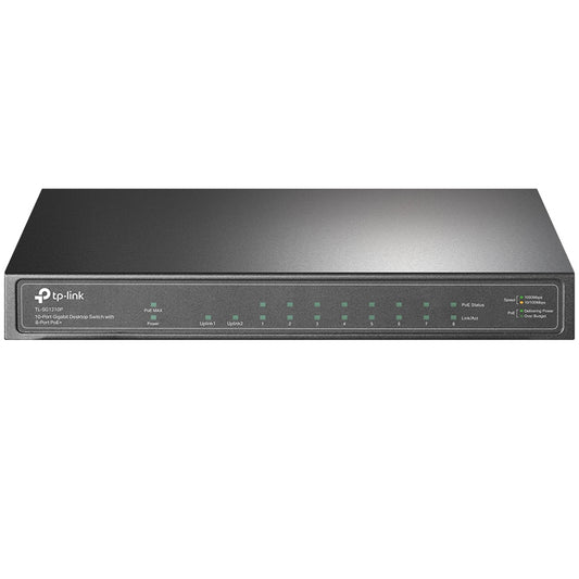 TP-Link TL-SG1210P 10-Port Metal Gigabit Desktop Switch with 8-Port PoE+ (63W)