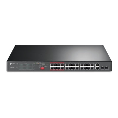 TP-Link TL-SL1226P 24-Port Metal 10/100Mbps + 2-Port Gigabit Unmanaged PoE+ Switch (250W)