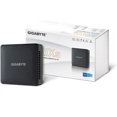 Gigabyte BRIX (GB-BRI7H-1355) Barebone Kit, Intel Core i7-1355U 5.0GHz 10 Core CPU, 2 x DDR4 SO-DIMM Slots, 1 x M.2 2280 Slot, 1x 2.5" SATA Slot, Wi-Fi 6 & Bluetooth 5.2