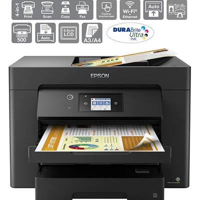 Epson Workforce WF-7830DTWF C11CH68401 Inkjet Printer, A3, Duplex, Wireless, Ethernet, All-in-One, Fax, Colour