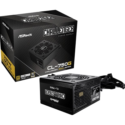 ASRock CL-750G 750W ATX Power Supply Unit, 80 PLUS GOLD Certified, 120mm Golf-Blade Fan, High Efficiency PSU