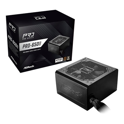 ASRock PRO-650B 650B ATX Power Supply Unit, 80 PLUS Bronze Certified, Low noise 120mm FAN, High Efficiency PSU