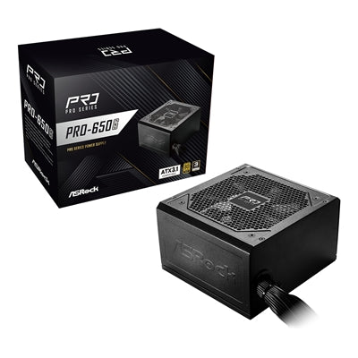 ASRock PRO-650G 650W ATX Power Supply Unit, 80 Plus Gold Certified, 120mm Silent Cooling Fan, High Efficiency PSU