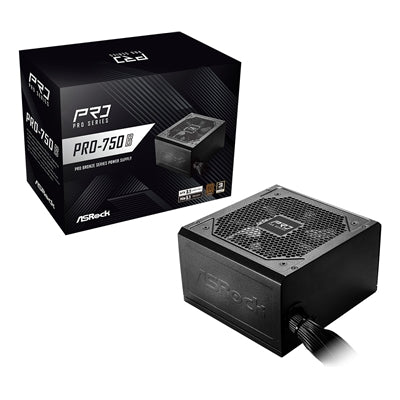 ASRock PRO-750B 750W ATX Power Supply Unit, 80 Plus Bronze Certified, 120mm Silent Cooling Fan, High Efficiency PSU