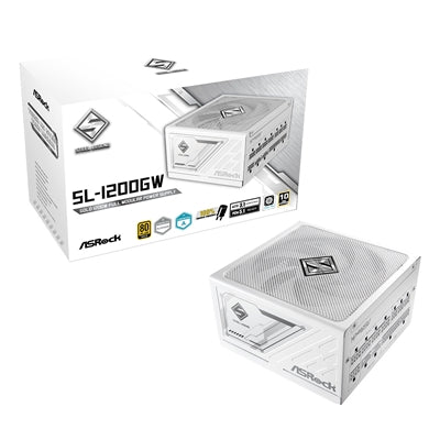 ASRock SL-1200GW 1200W ATX Power Supply Unit, 80 PLUS GOLD Certified, 135mm Striped Axial FDB Fan, High Efficiency PSU