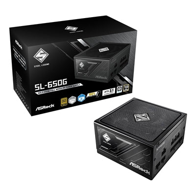 ASRock Steel Legend SL-650G 650W ATX Power Supply Unit, 80 Plus Gold Certified, 120mm Silent Cooling Fan, High Efficiency PSU