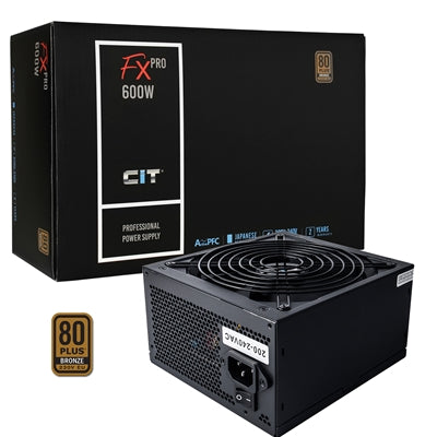 CiT 600W ATX Power Supply, 80+ Efficiency, 120mm Silent Fan, Active PFC, PCIe, SATA & Molex Connectors, Black PSU for Gaming & Desktop PC