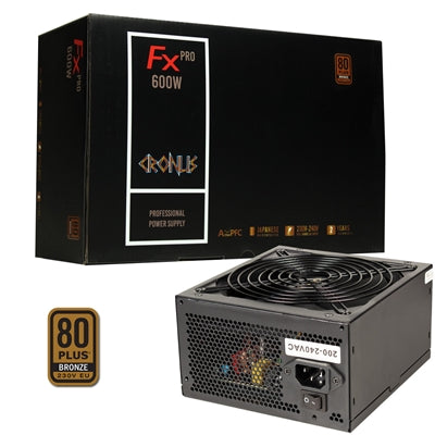 CRONUS 600ATV FX PRO 600W PSU, 140mm Silent Cooling Fan, 80 PLUS Bronze, Non Modular, Flat Black Cables, Supreme Performance