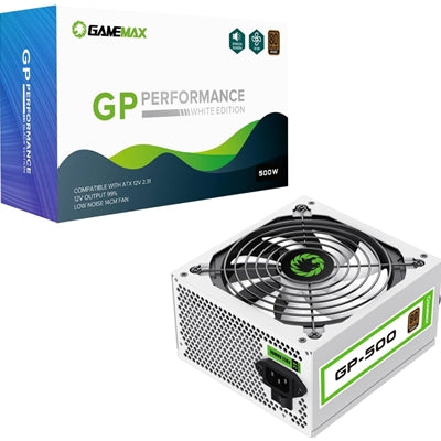 GameMax GP-500 500W 80 Plus Bronze Certified Power Supply Unit with Ultra Silent 140mm White Fan, High Efficiency, and Reliable Performance for Gaming and Office PCs