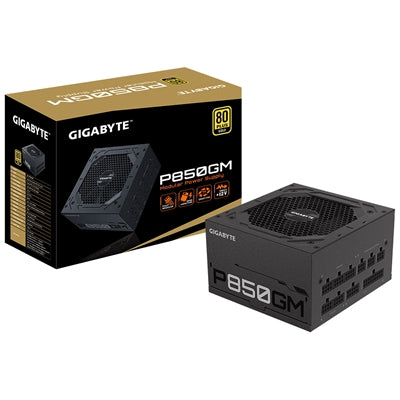 GIGABYTE P850GM 850W PSU, 120mm Smart Hydraulic Bearing Fan, 80 PLUS Gold, Fully Modular, High-Quality Japanese Capacitors, Powerful Single +12V Rail, Ships with UK Plug