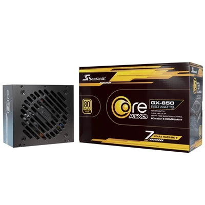 Seasonic CORE GX ATX 3.1  (SRP-CGX851-A5A32SF) 850W PSU, 120mm Fan, 80 PLUS Gold, Fully Modular, Individual Black Cables with Braided Pattern, 7 Years Warranty - BLACK