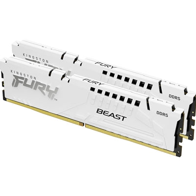 Kingston FURY Beast KF564C32BWEK2-64 64GB (2x 32GB) DIMM System Memory, 6400MHz, DDR5, CL32, White, Intel XMP, AMD EXPO