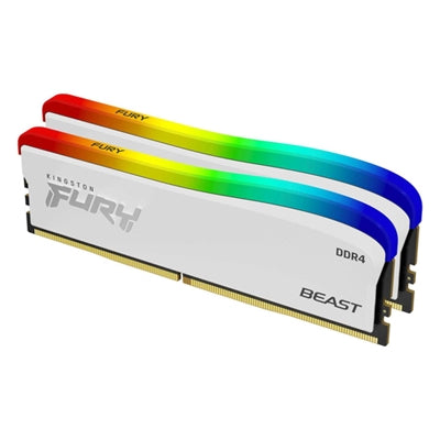 Kingston FURY Beast 16GB (2 x 8GB), DDR4, 3200 MHz, Single-rank Memory, White, DIMM, RGB