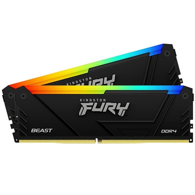 Kingston FURY Beast KF432C16BB2AK2/32 32GB (2x 16GB) DIMM System Memory, 3200MHz, DDR4, CL16, Black, RGB, Intel XMP