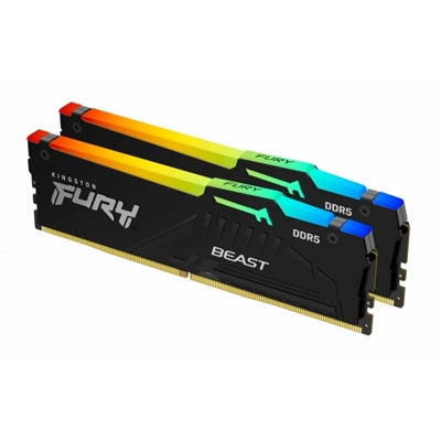 Kingston FURY Beast KF552C40BB2AK2-64 64GB (2x 32GB) DIMM System Memory, 5200MHz, DDR5, CL40, Black, RGB, Intel XMP