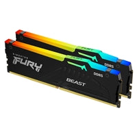 Kingston FURY Beast KF560C36BBEAK2-32 RGB 32GB (2x16GB) System Memory, DDR5, 6000MHz, Black, 288 Pin, 1.35v, CL36, AMD EXPO Certified