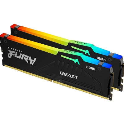 Kingston FURY Beast KF560C36BBE2AK2-32 RGB 32GB (2x16GB) System Memory, DDR5, 6000MHz, Black, 288 Pin, 1.35v, CL36, AMD EXPO Certified