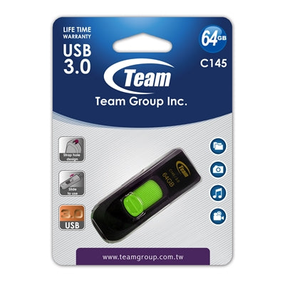 Team C145 64GB USB 3.0 Green USB Flash Drive