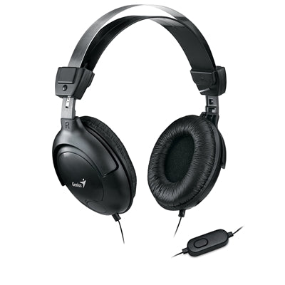 Genius HS-M505X Headset with Mic, 3.5mm Connection, Plug and Play with Adjustable Headbandand, In-line microphone and Volume Control, Black