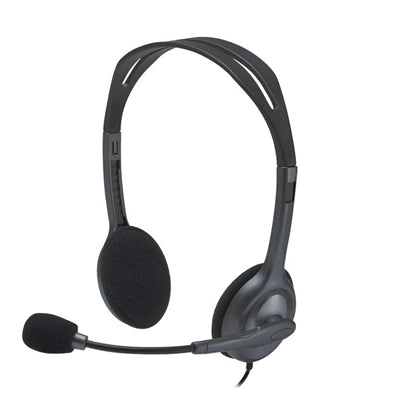 Logitech H111 Wired Headset, Stereo Sound, 3.5mm Audio Jack, Noise-Cancelling Microphone, Black