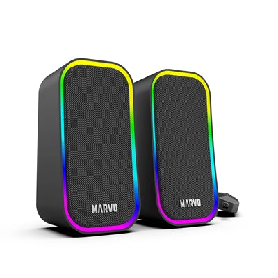 Marvo Scorpion SG-285 Havoc 20 Gaming Speakers, Stereo Sound, 3.5mm and USB Connection, 5 RGB Lighting Modes, 6w, Black